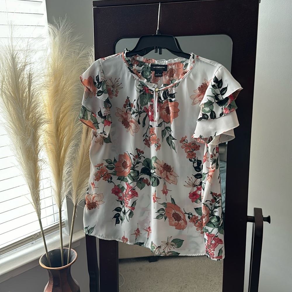Liz Claiborne Career Floral Blouse (L)